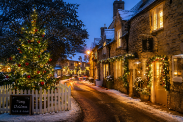 A quintessential British village at Christmas