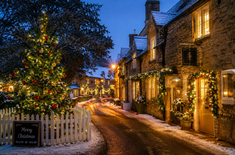A quintessential British village at Christmas